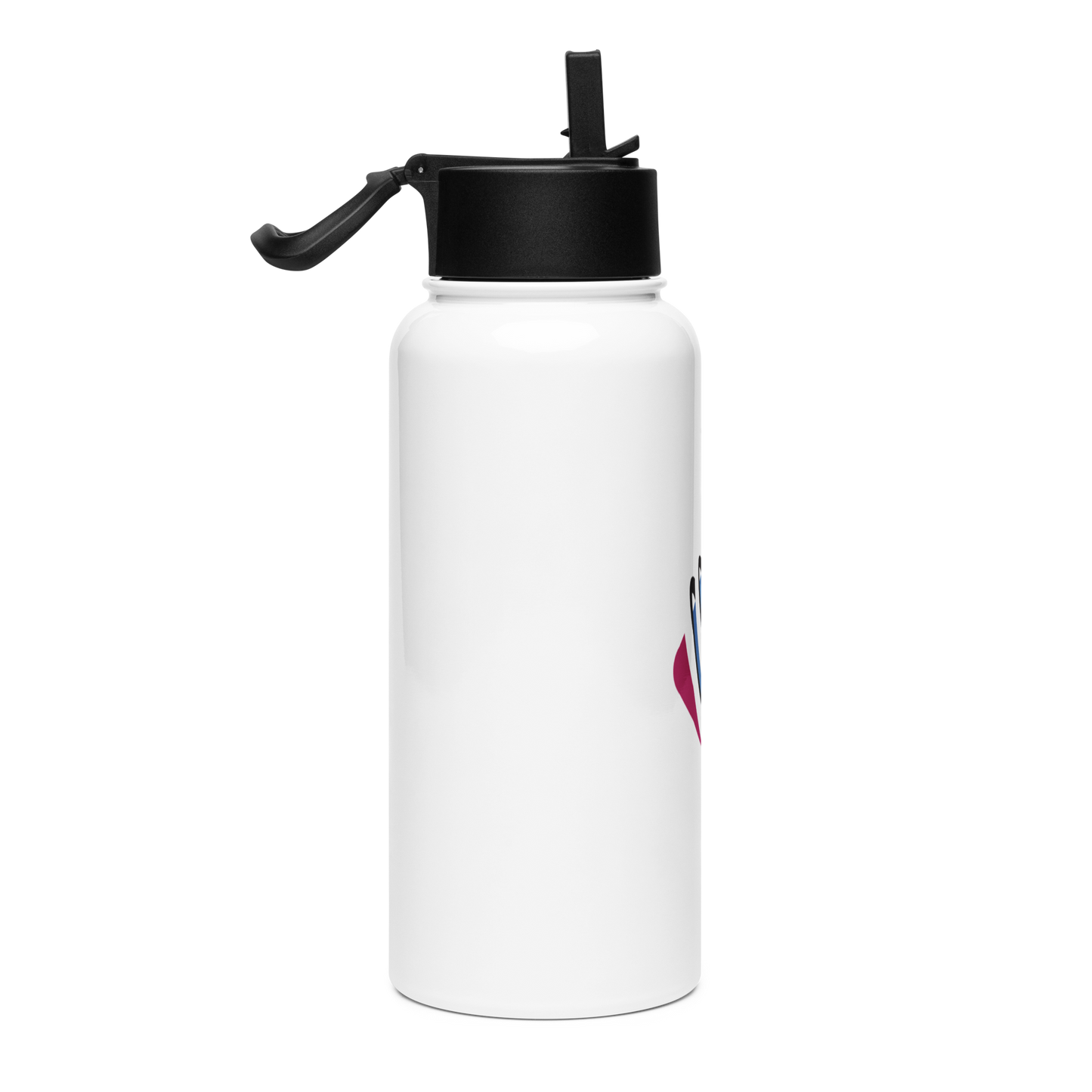 Stainless steel water bottle with a straw lid